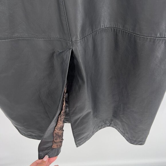 Global Identity lll Padded Shoulders Leather Trench Coat Women's M - Picture 6 of 10